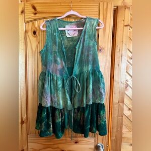 A Rare Bird Velvet Shorty Ruffle Vest NWT